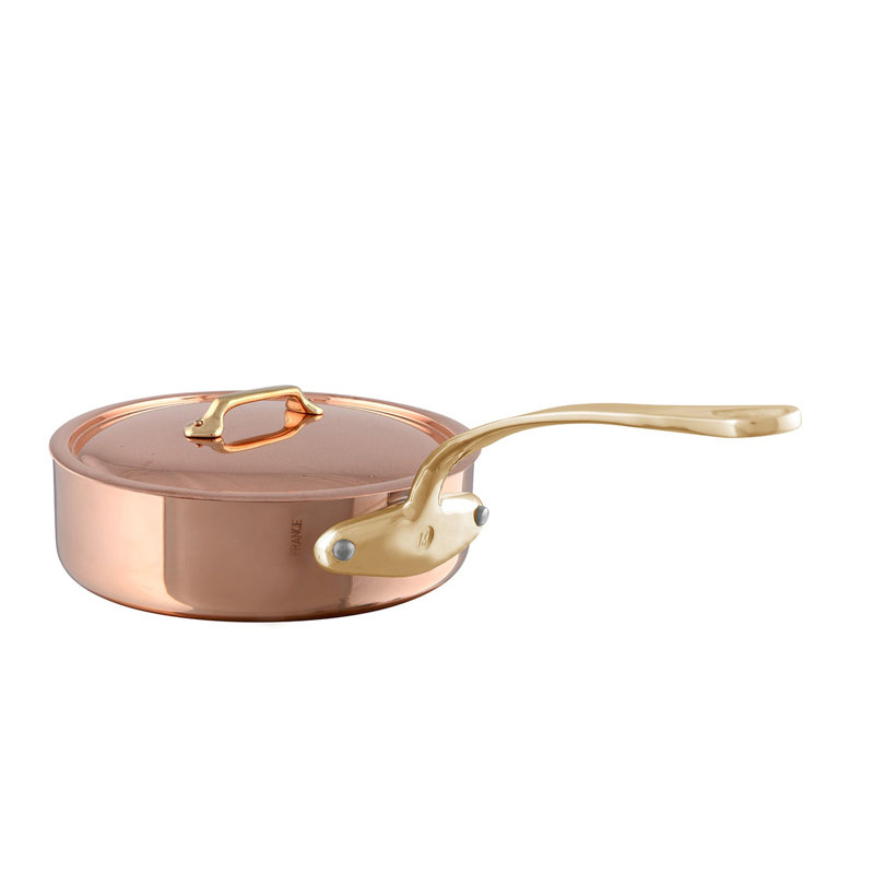Mauviel M'heritage 200 B Saute Pan With Lid, Brass Handle, 3.3-Qt, 9.4"