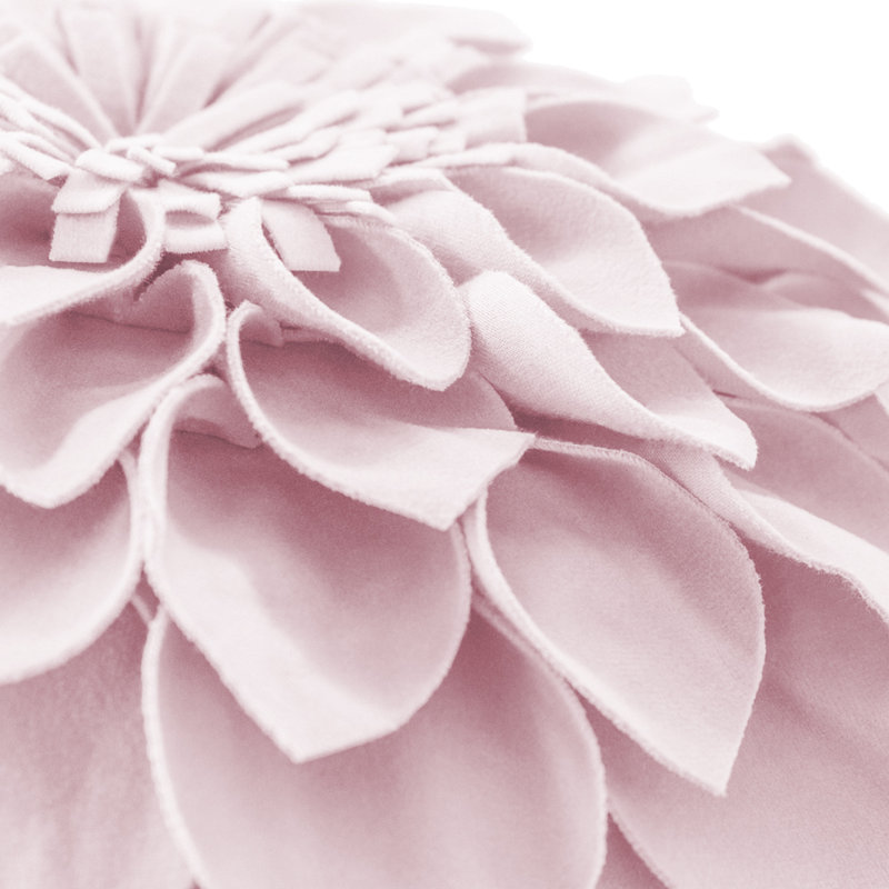  3D Floral Accent Pillow Handmade Flower Throw Pillow Decorative Cushion Cover & Insert, Light Pink, 12" x 12"