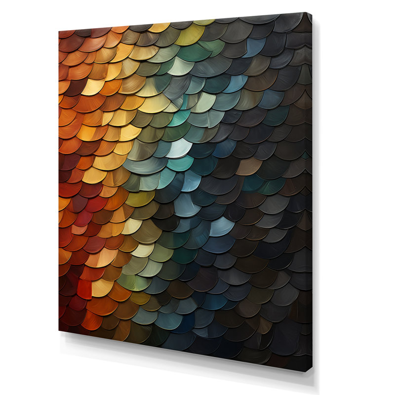 «Colorful Rainbow Scales I» - art mural abstrait, Toile tendue, H 32 po x l 16 po x P 1 po