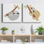 Gris paresseux - ensemble de 2 reproductions d'art sur toile tendue-829599184