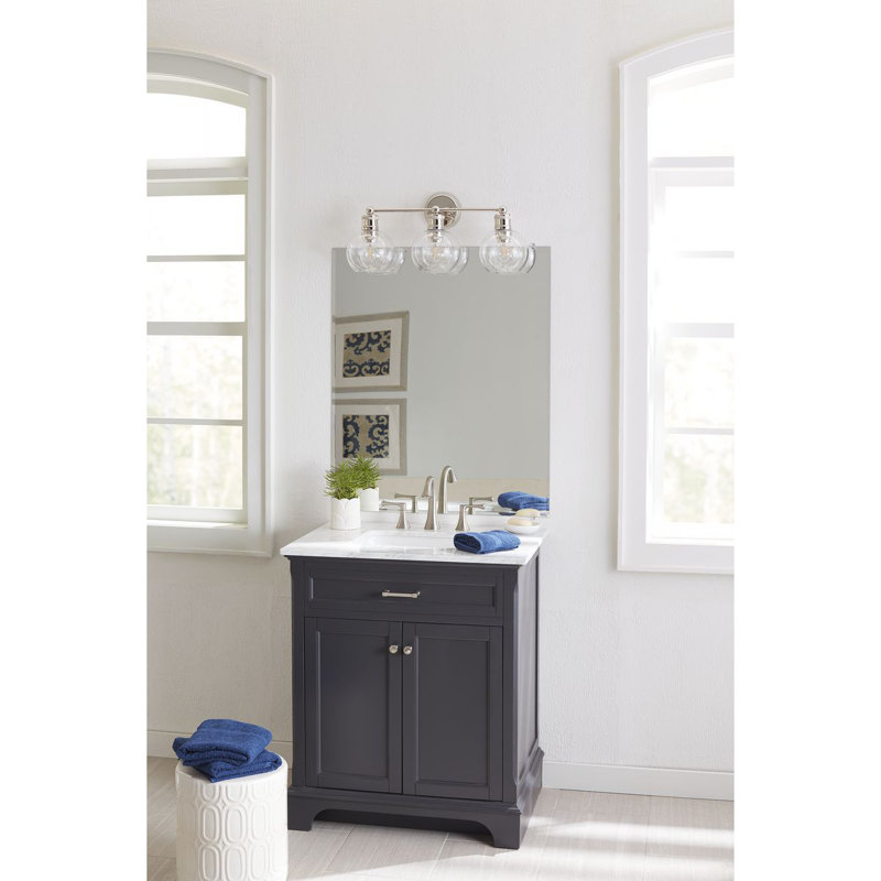 3 - Light Dimmable Vanity Light, Polished Nickel