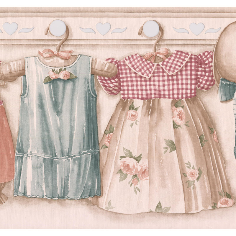 Bordure murale robes sur cintres Ardley, Rose