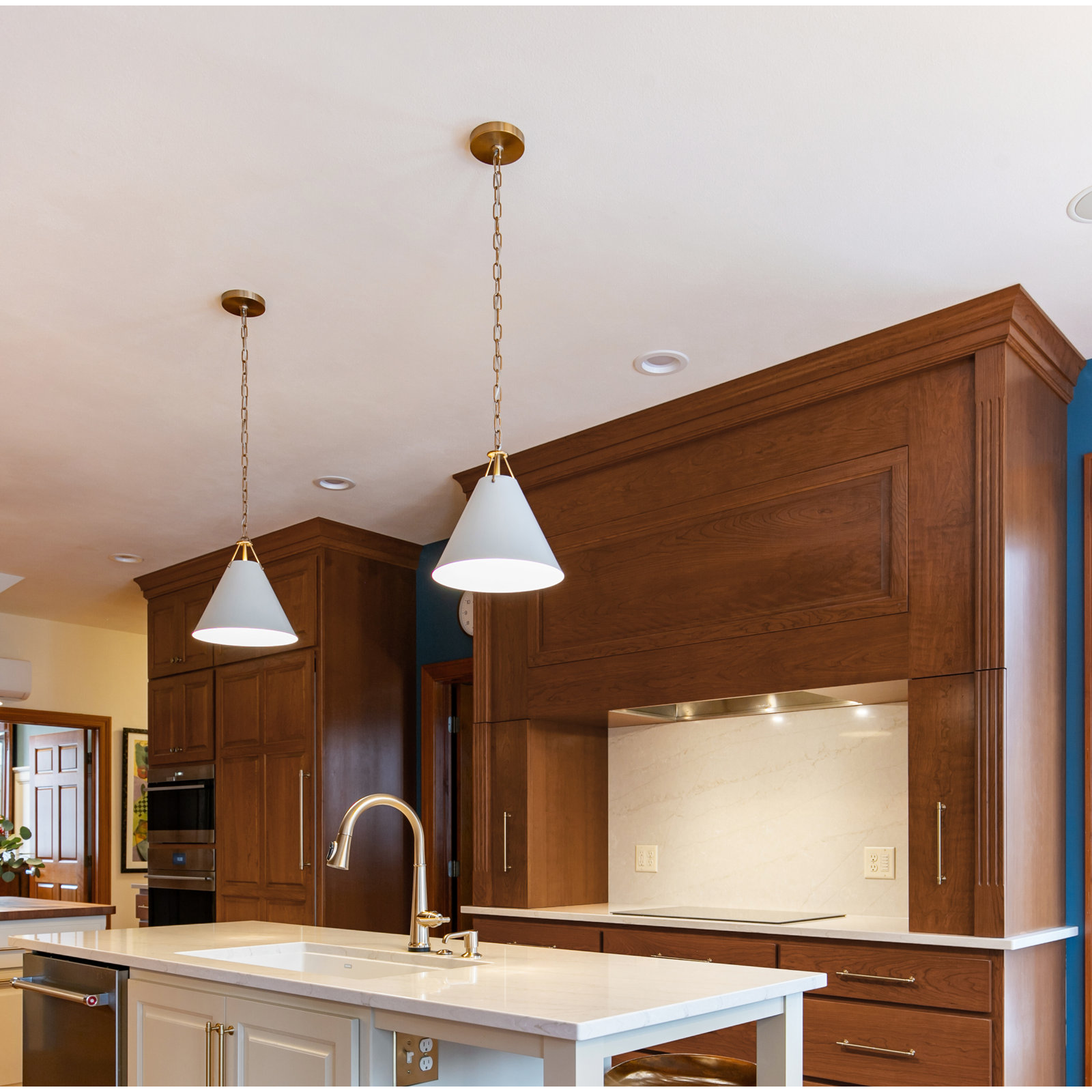 Kinston Dimmable Single Light Pendant, Vibrant Gold, White