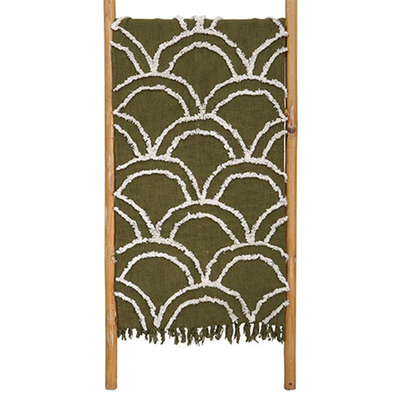 Jeté en coton vert avec motif en arche, Vert