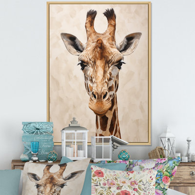 Minimalisme, portrait de girafe beige I sur toile