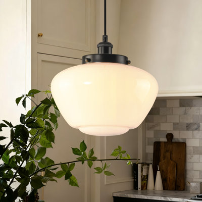 Rutland 1 - Light Glass Schoolhouse Kitchen Island Pendant Light