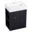 Meuble-lavabo de 20 po avec lavabo en céramique, porte à motif de losanges, poignées et tablettes de rangement latérales, barre à serviettes, fabrication en panneau de fibres à densité moyenne, assemblage requis-121709149