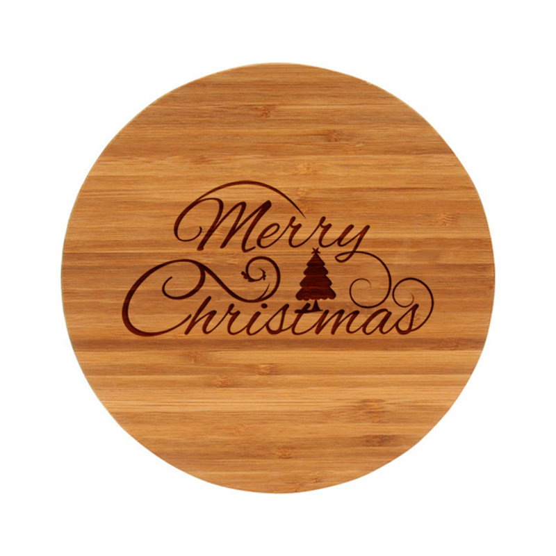 The Cutting Board Company Bamboo Merry Christmas Round Cutting Board