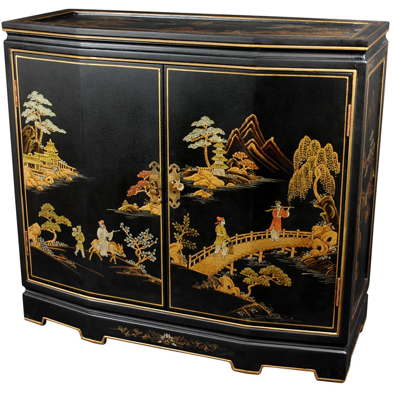 Feuerstein Solid Wood Accent Cabinet, Black