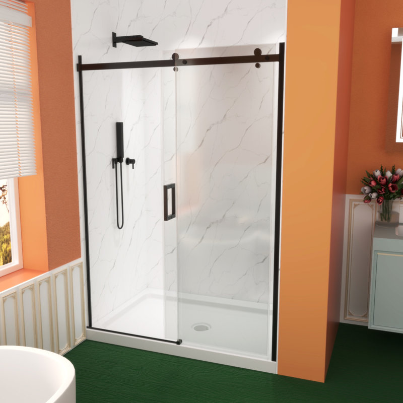 Premium Sliding Shower Door,54"Wx74"H, Adjustable Width 50-54", 5/16" Tempered Glass