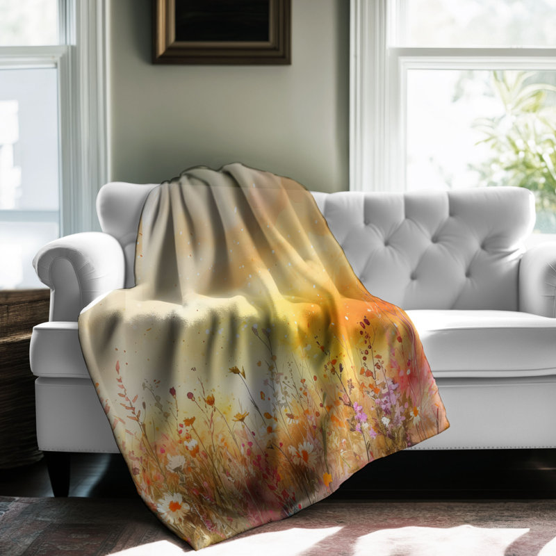 Warm Warm Glow Blossoms - jeté en sherpa de qualité supérieure 1 pièce, 60 po x 80 po