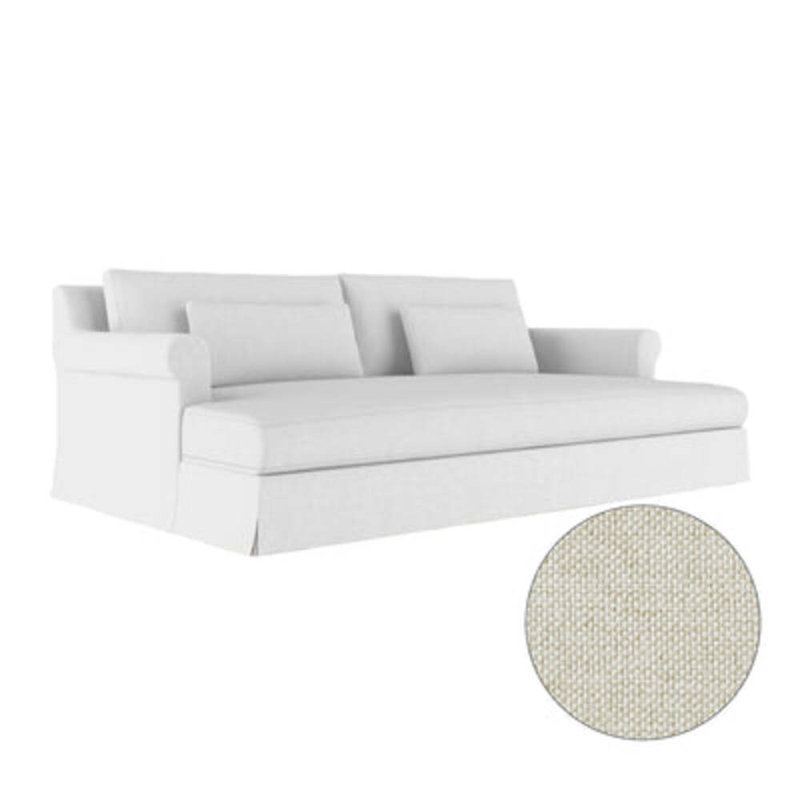 Ludlow Rolled-Arm Skirted Daybed, Weathered, Vintage Leather Graphite