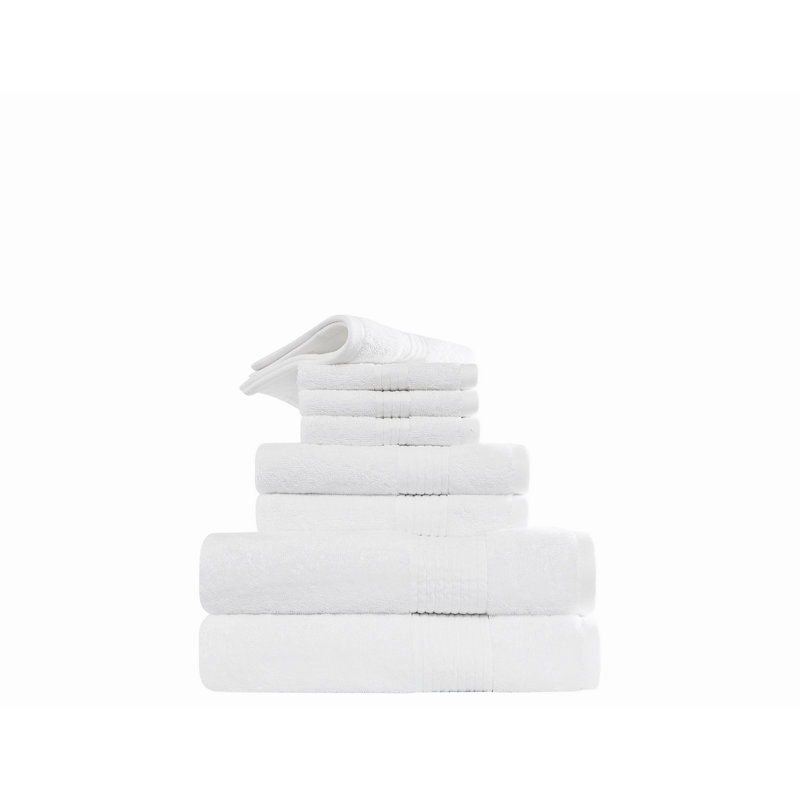  Cotton and TENCEL 8 Piece Towel Set, White