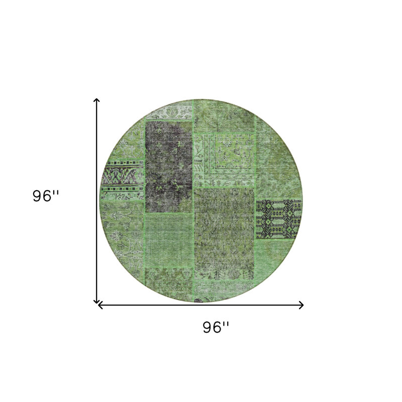 Tapis intérieur lavable rond 8 pi vert et olive HomeRoots