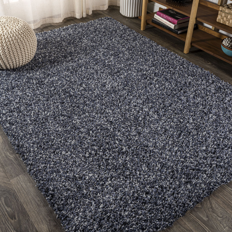 Felicdad Shag Plush Denim Blue Rug, Rectangle 5'3" x 7'6"