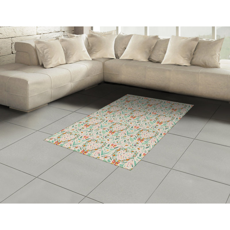Flowers High Density Long Fiber Poly Threads Decorative Area Rug Carpet, Rectangle 4' x 5'8"