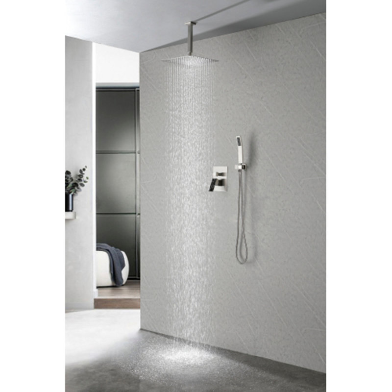 Pomme de douche carrée en acier inoxydable 304, Blanc
