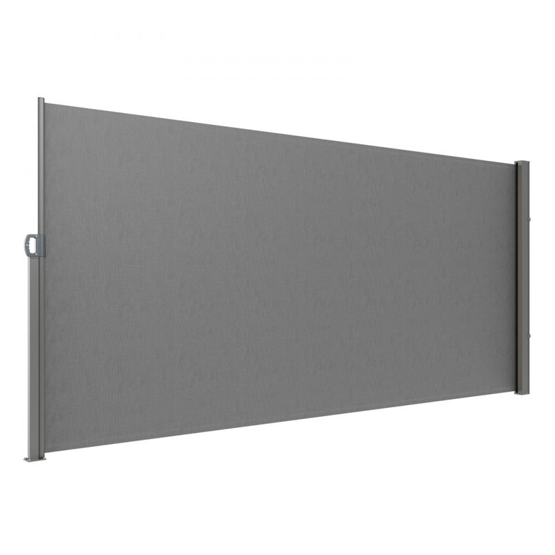 Retractable Side Awning, Outdoor Privacy Screen, 180g Polyester, 9.8" H x 5.25" W x 0.1" D, Gray