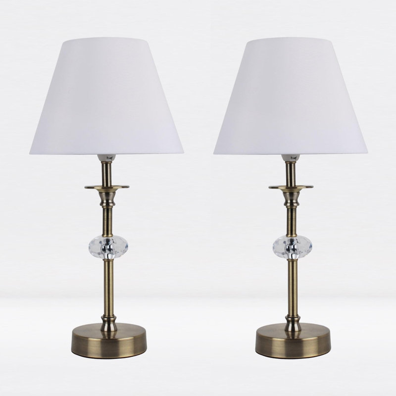 Larrison Metal Table Lamp, Antique Brass, White