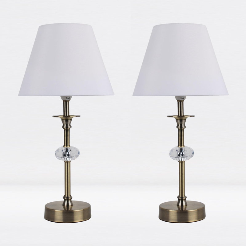 Larrison Metal Table Lamp, Antique Brass, White