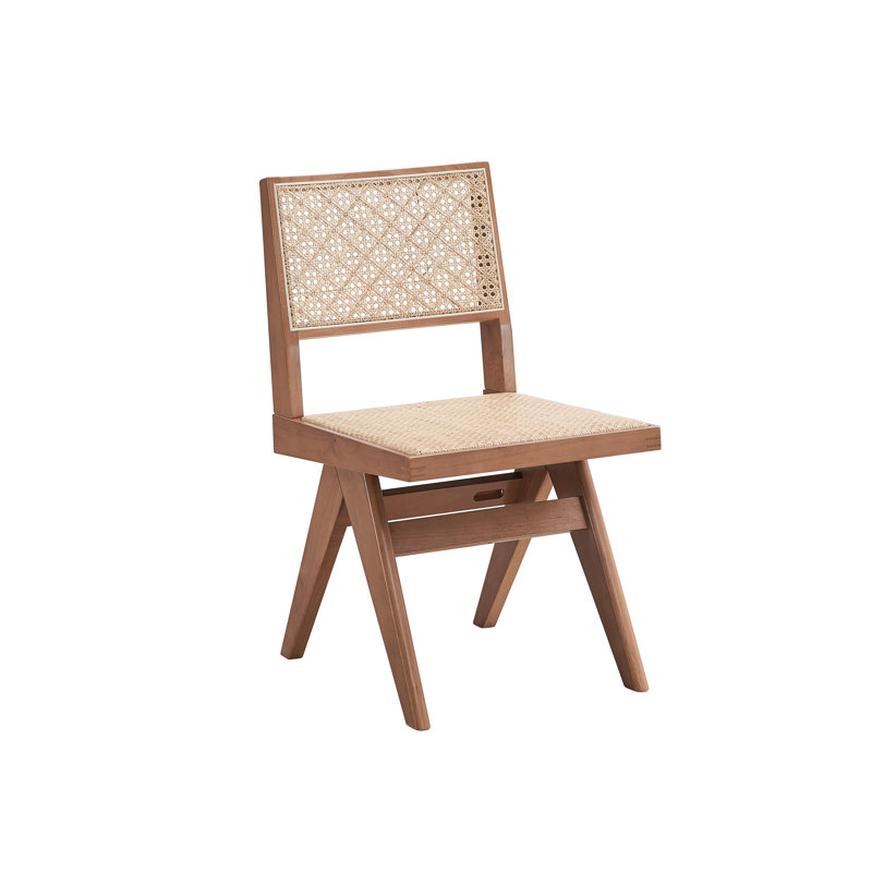 Chaises de salle à manger en rotin avec cadre en bois Rashad