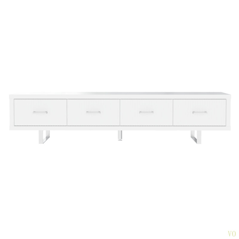 Meuble télé avec 4 tiroirs de rangement, Blanc