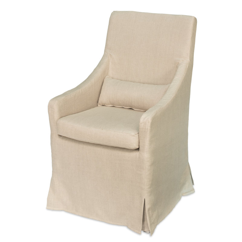 Brera 21'' H Linen Upholstered Oak Armchair, Ivory