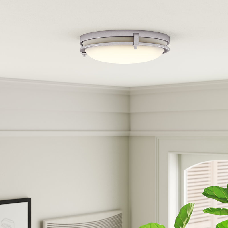 Abeer Glass LED Flush Mount, Brushed Nickel, 3" H x 12.5" W x 12.5" D