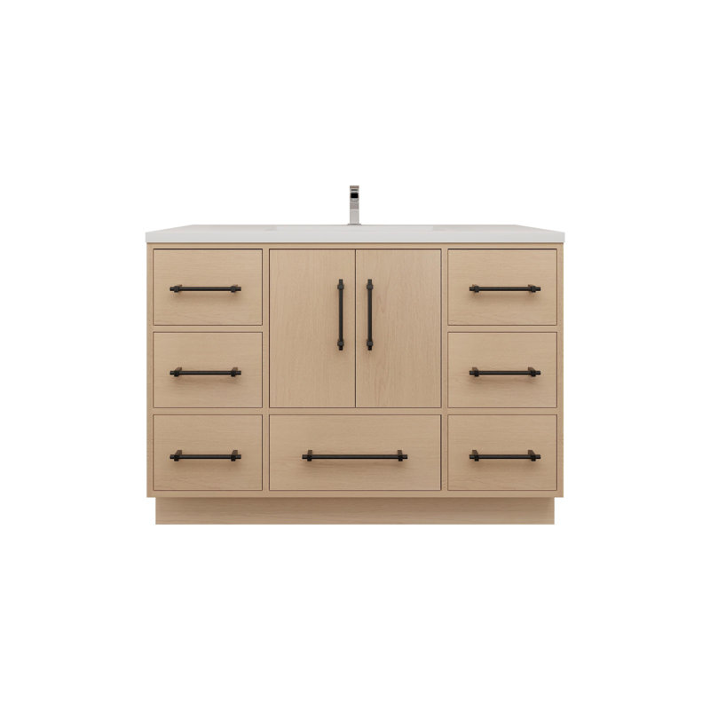 Victoria 47.2'' Single Bathroom Vanity with Acrylic Top, Yellow Oak