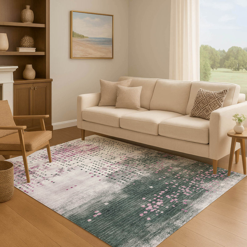 Tapis géométrique de qualité supérieure lavable à la machine Mouton, Rectangle 2 pi 6 po x 3 pi 10 po