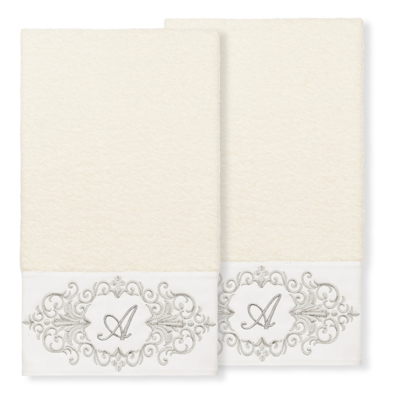 Ensemble de serviettes de bain 2 pièces en coton Monica, A, Crème