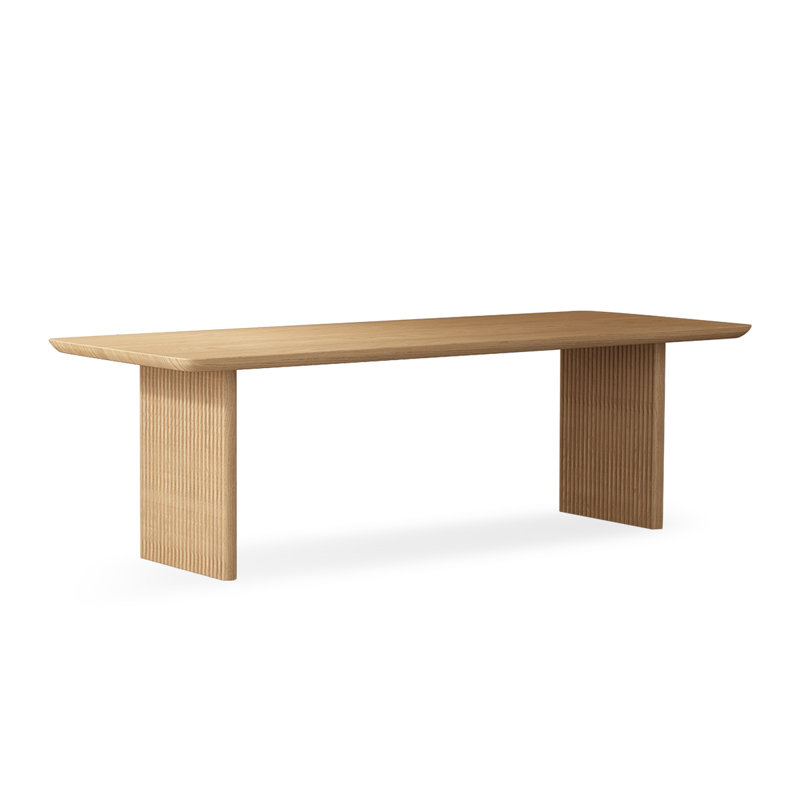 Modern Burlywood Rectangular Solid Wood Dining Table, 29.53"H x 86.61"L x 35.43"W, Burlywood