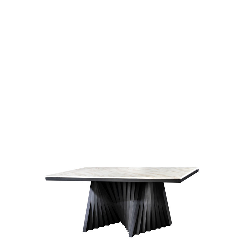 Waterfall Dining Table Set and Woven Pattern Chairs – 7 Piece Modern Dining Room Set