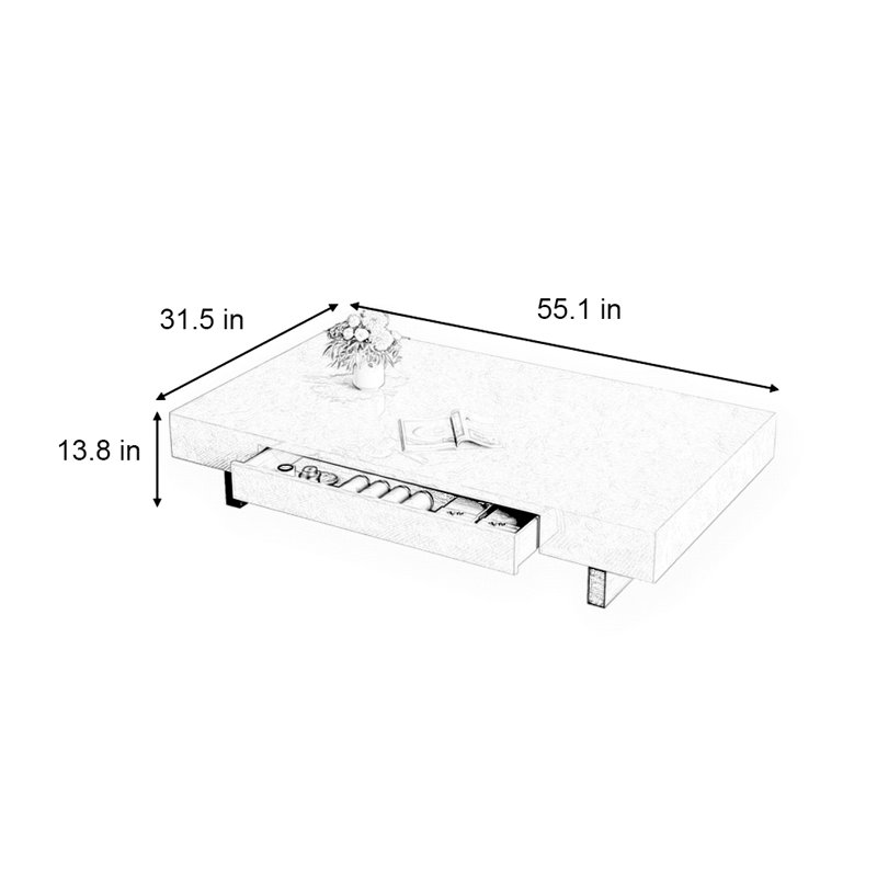 Table basse flottante simple, H 13,8 po x L 55,1 po x l 31,5 po