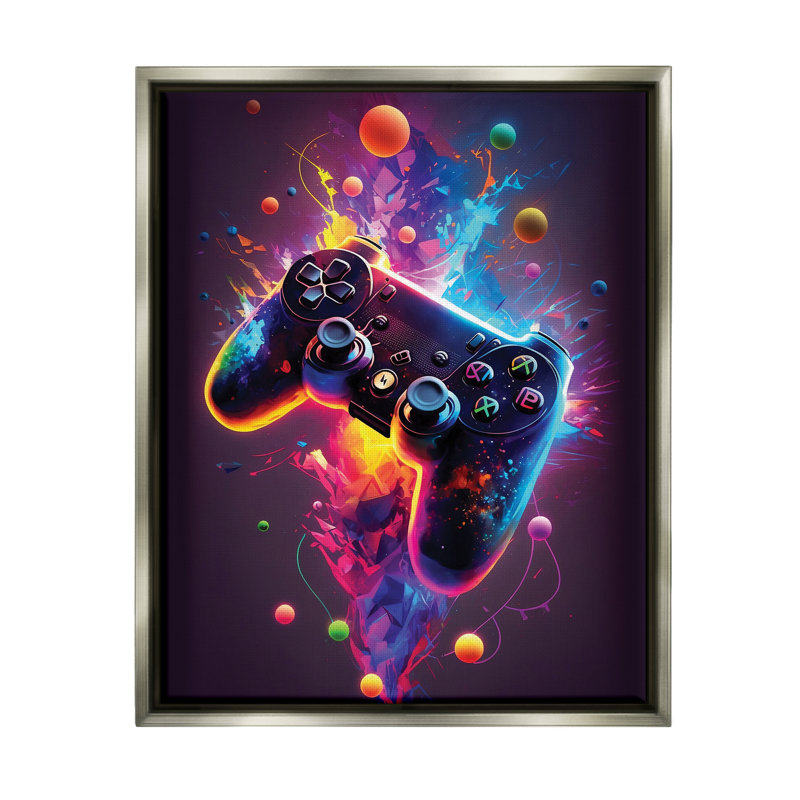 «Trinx Bold Prismatic Gaming contrôleur», art mural encadré par Cybergeek Design, H 31 po x l 25 po x P 1,7 po