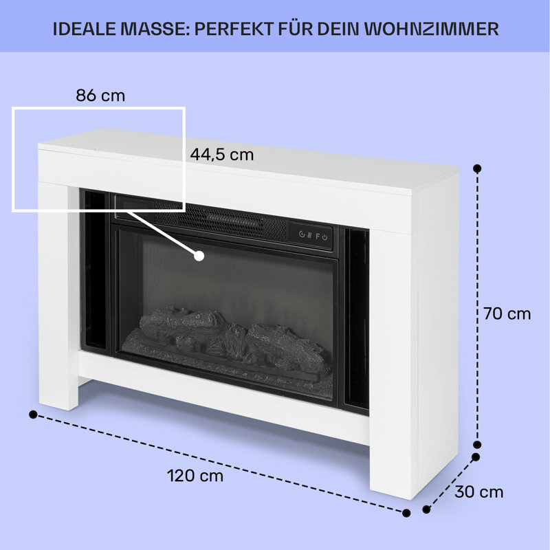 Klarstein 120cm W Electric Fireplace, White