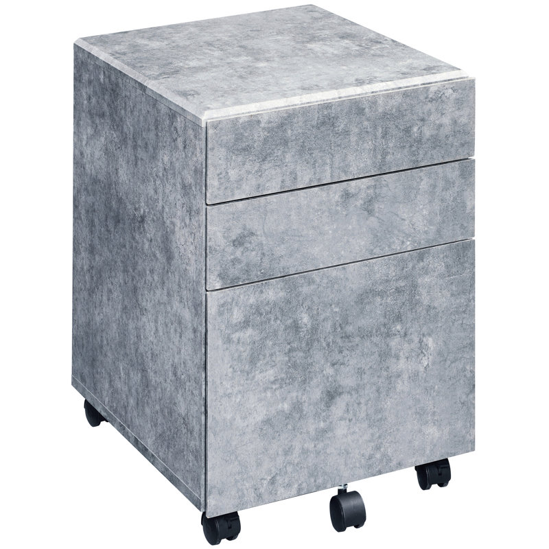 Stylish 3 Silver File Cabinet With Faux Concrete Ornament For Work Office Use In Decoration Productivity