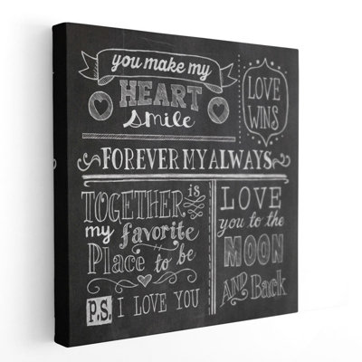 «Inspiration Chalkboard I Black and White», reproduction d'art sur toile
