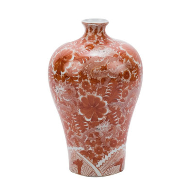 Vase de table en porcelaine orange / blanc Prunus