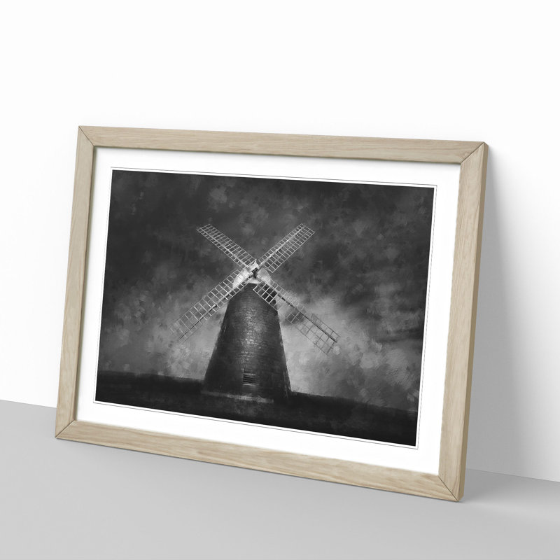 Halnaker Windmill in Chichester - Picture Frame Painting Print, 33cm H x 45cm W x 2cm D, Oak Framed