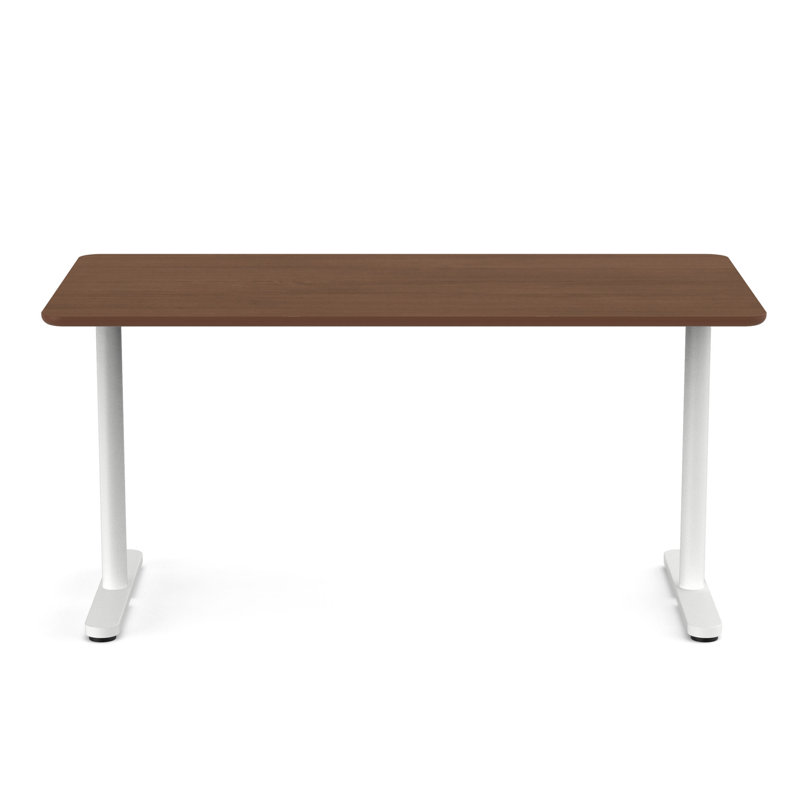 Bureau à hauteur fixe Raise, H 29 po x l 60 po x P 30 po, Blanc/noyer