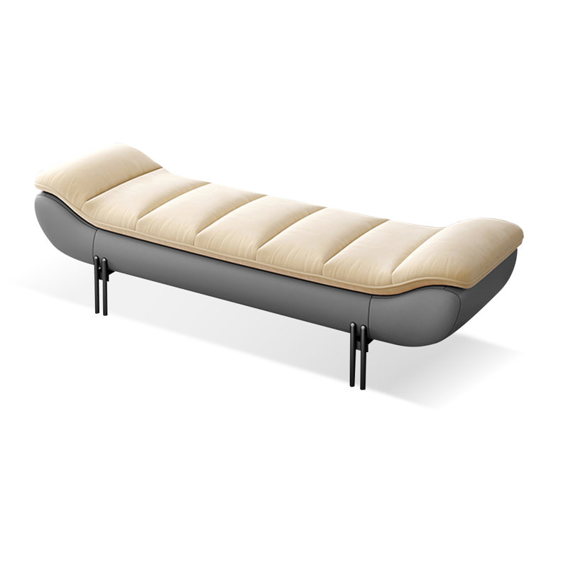 Banc avec revêtement, H 16,54 po x l 62,99 po x P 19,69 po, Beige/gris
