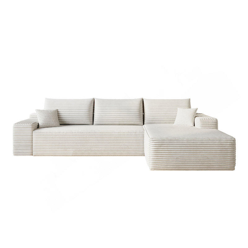 Désossé - Blanc / Blanc, H 25,2 po x l 107 po x P 69,7 po, Orienté à droite