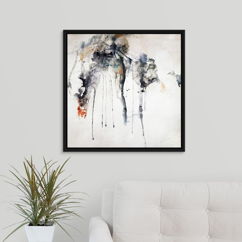 « étrange magic », peinture sur toile, H 25,7 po x l 25,7 po x P 1,75 po, Cadre flottant noir