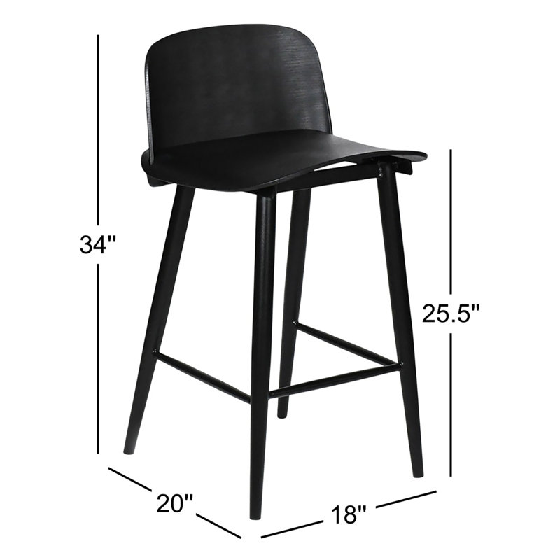 Atoir Upholstered Counter Stool with Metal Frame, Black