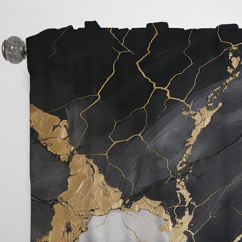 Rideau moderne orné de noir orné de poteries III - velours obscurcissant - 1 panneau, L 52 po x L 84 po