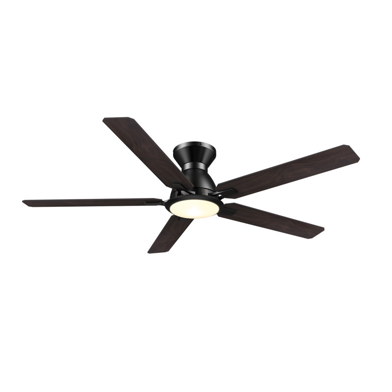 52'' Ceiling Fan with LED Lights, Black/Dark Walnut 
