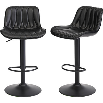 Adjustable Swivel 24"-33" Height Rhombus Leather Bar Stools with Back for Kitchen Island