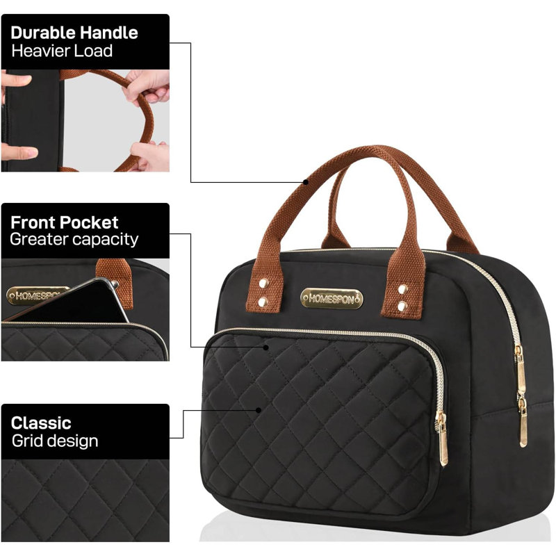 Insulated Lunch Bag, Golden Black