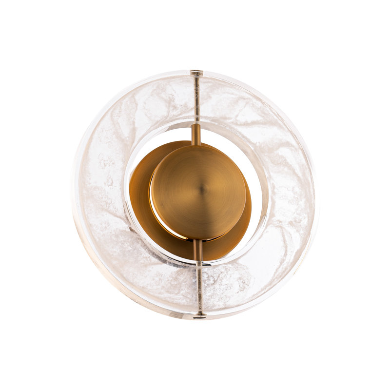 Cymbal Aluminum LED Flush Mounted Sconce, Aged Brass